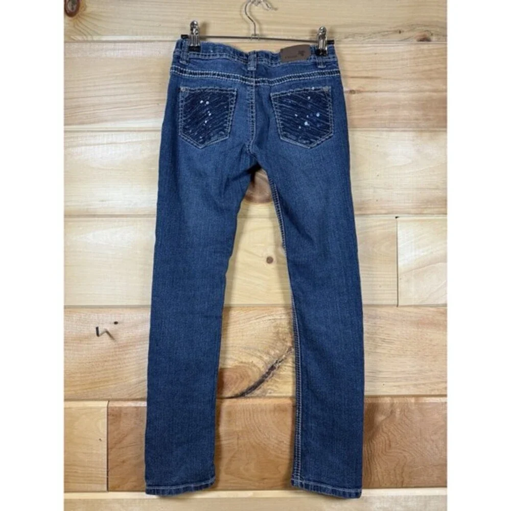 Vigoss denim Jeans decorative stitching Girls‎ Size 10 Blue Sequence Pockets